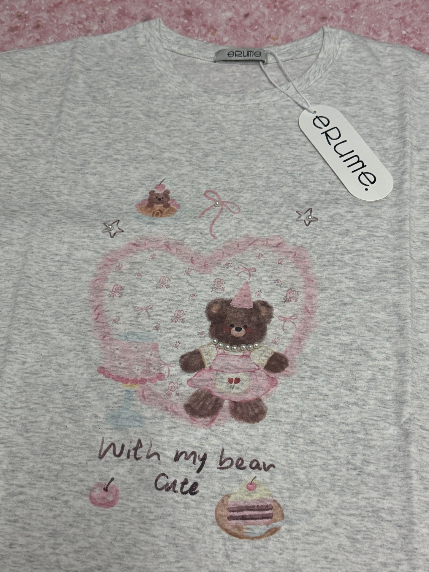 Korean Fashion Cute Animals Style T-Shirt Series | Party Teddy Bear with Pearl - Kawaii Fashion Items