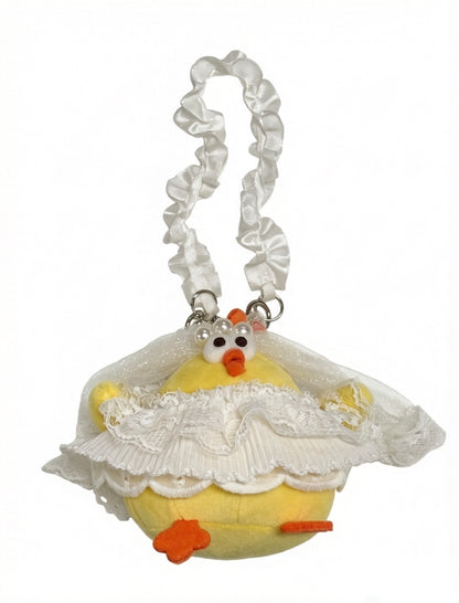 [Pre-Order] Lovely Chicken Fat Dundun With Love Plush Keychain | Wedding Chick - Children Gift Animal Plush Doll