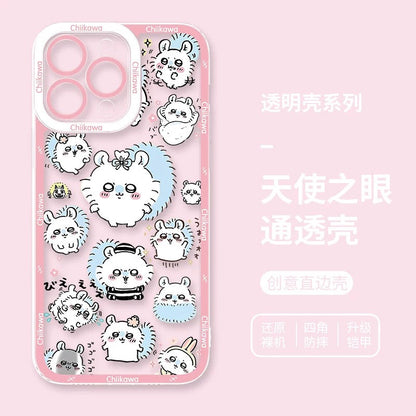 Japanese Cartoon Chiikawa Daily Emo Version | Chiikawa Hachiware Usagi Momonga - iPhone Case PLUS SE2 XS XR X 11 12 13 14 15 16 16e 17 17e Pro Promax 12mini 13mini