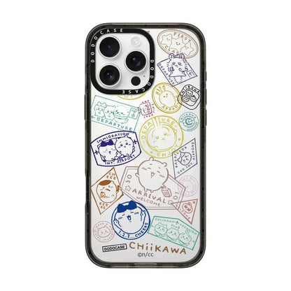 Japanese Cartoon ChiiKawa Clear with Transparent Black Frame Phone Case | Travel & Pajamas Song ChiiKawa Hachiware Usagi - iPhone Case 12 13 14 15 16 17 Pro Promax