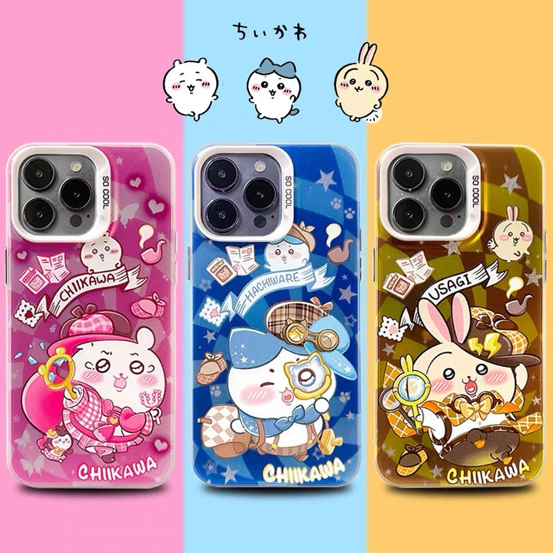 Japanese Cartoon ChiiKawa Detective Laser Case | ChiiKawa Hachiware Usagi - Phone Case Samsung Galaxy S26 S25 S24 S23 S22 S21 FE Ultra Edge