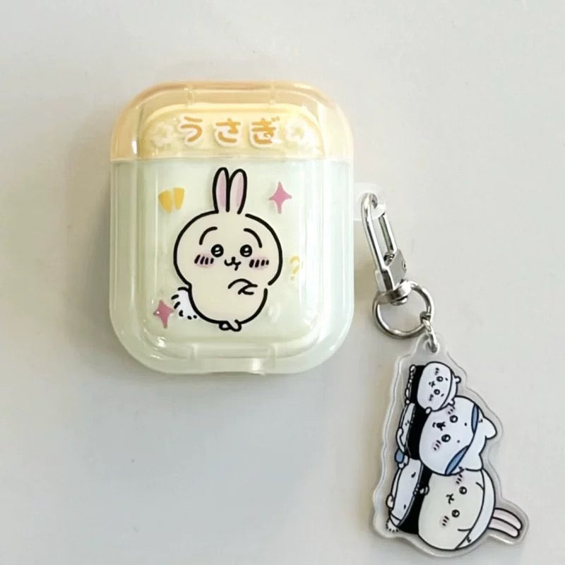 Japanese Cartoon ChiiKawa Lovely Day | Chiikawa Hachiware Usagi Pink Blue Yellow with Keychain - AirPods AirPodsPro AirPods3 AirPods4 Case WinnieTheBirds Toy Shop