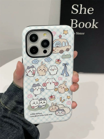 Japanese Cartoon ChiiKawa Hachiware Usagi Happy Day Double Protect iPhone Case 11 12 13 14 15 Pro Promax WinnieTheBirds Toy Shop
