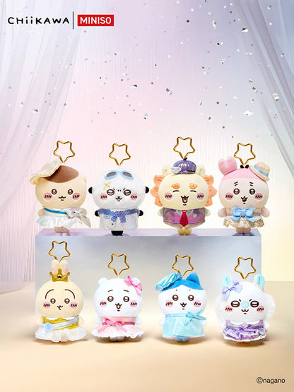 ChiiKawa X Miniso Glamorous Costume Series Plush Doll Keychain | ChiiKawa Hachiware Usagi Momonga Kurimanju Rakko Shisa Crab Dress Up Fancy Doll Keychain  - Kawaii Items Room Decoration doll