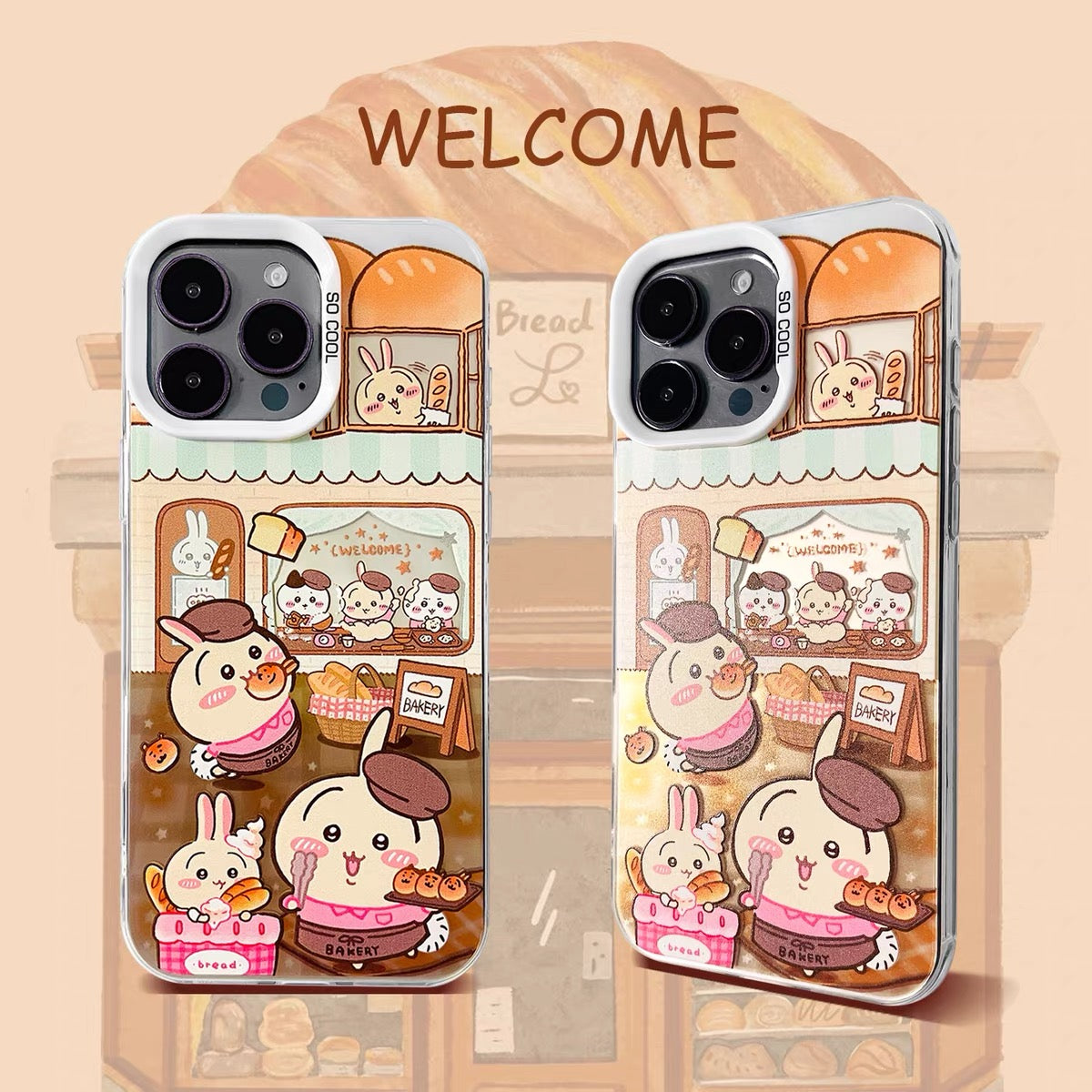 Japanese Cartoon ChiiKawa Bread Cafe Laser Case | ChiiKawa Hachiware Usagi - Phone Case Samsung Galaxy S26 S25 S24 S23 S22 S21 FE Ultra Edge