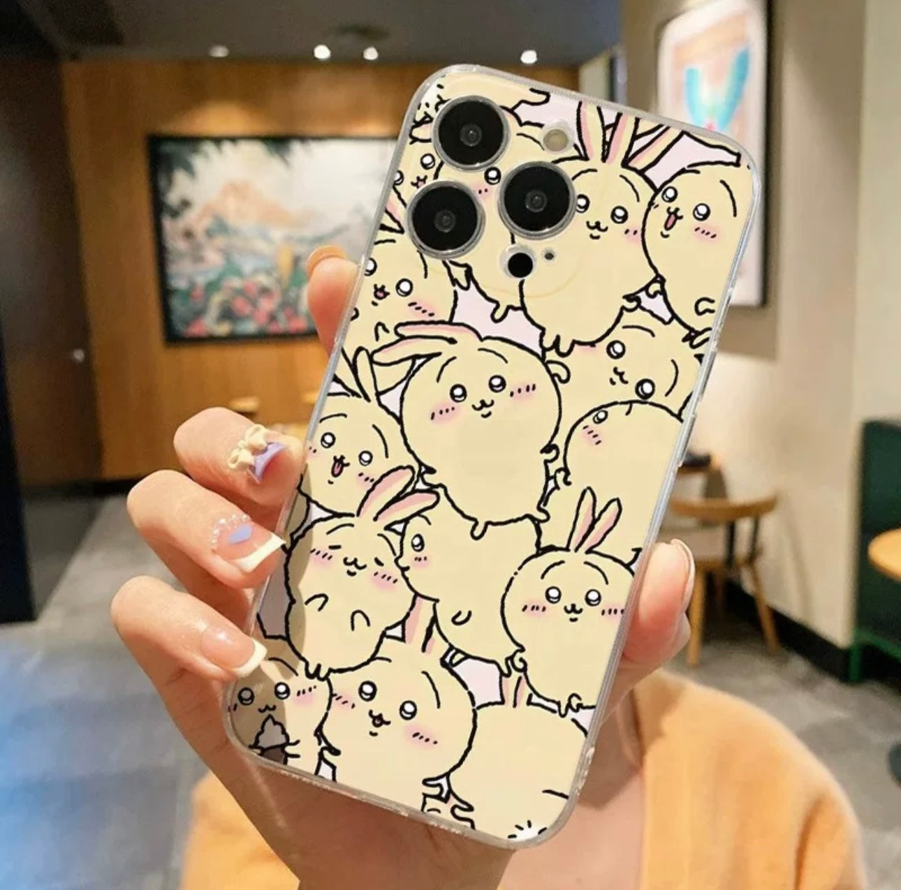 Japanese Cartoon Fun Full Screen ChiiKawa Hachiware Usagi Momonga Rakko - iPhone Case 11 12 13 14 15 Pro Promax WinnieTheBirds Toy Shop