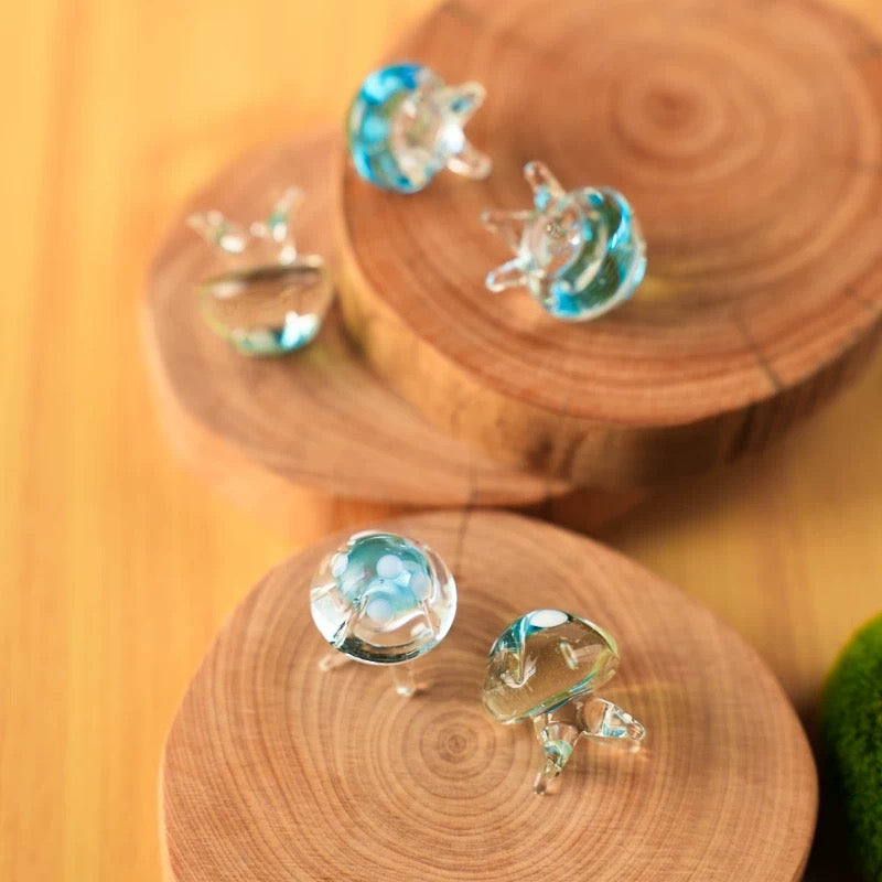 Japanese Cartoon Glass Ornament | Jellyfish Pink Blue Green - For Betta Fish Tropical Fish Toy Micro Landscape Creative