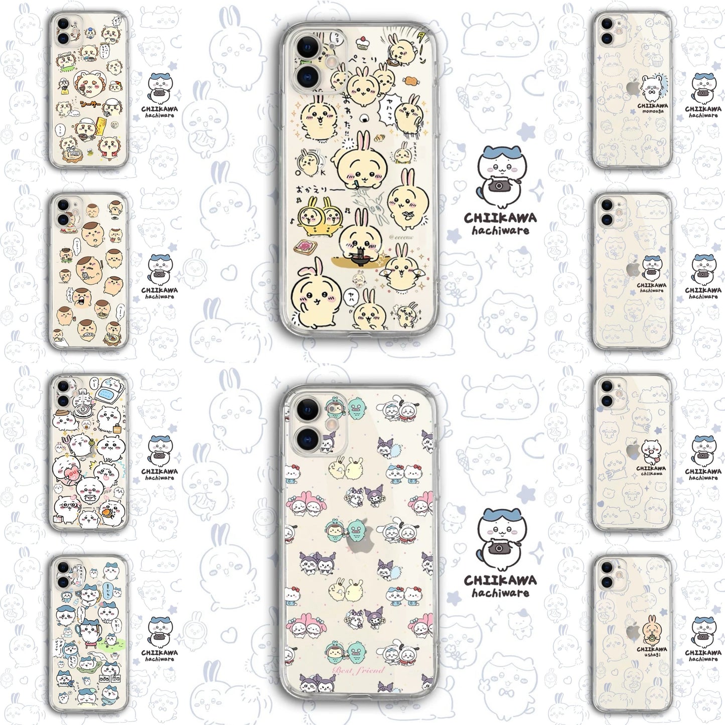 Japanese Cartoon Chiikawa Clean Case | Happy Fun Part2 Sanrio - iPhone Case PLUS SE2 11 12 13 14 15 16 17 Pro Promax 12mini 13mini