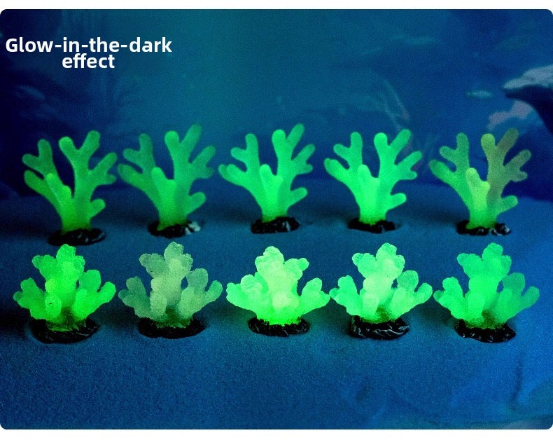 Japanese Cartoon Resin Ornament | Luminous GID Coral - For Betta Tropical Fish Tank Toy Micro Landscape Creative Plant Decoration 
