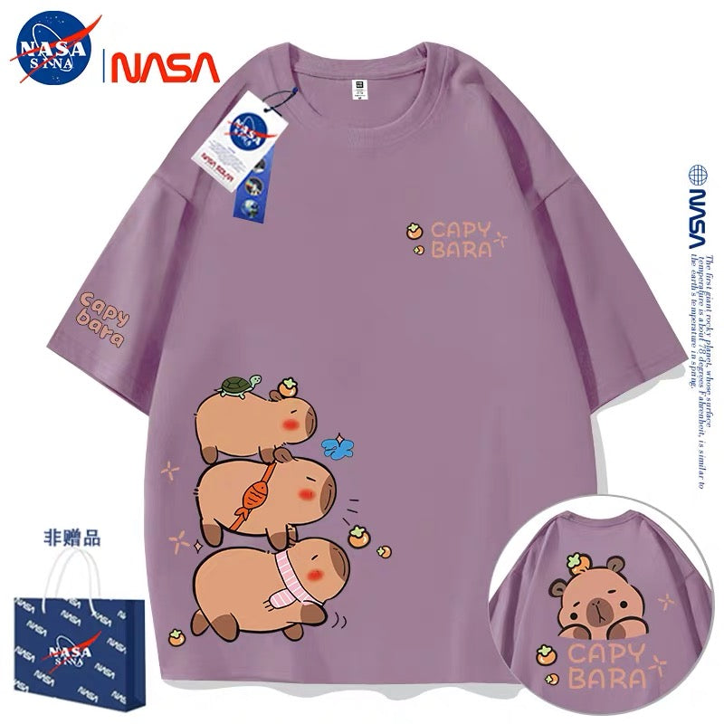 Cute Animals Capybara Style T-Shirt Series | Fun Capybara Group Front & Back Part2 - Kawaii Fashion Items for Child & Adult