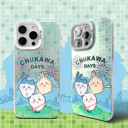 Japanese Cartoon ChiiKawa Chiikawa Day Laser Case | ChiiKawa Hachiware Usagi - iPhone Case 11 12 13 14 15 16 16e 17 17e Pro Promax
