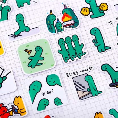 Set of 40 Pieces Cute Little Dinosaur Joguman | Stickers A - DIY Journal Craft Diary Art Scrapbook Laptop Luggage Decal Cute Animal Pack