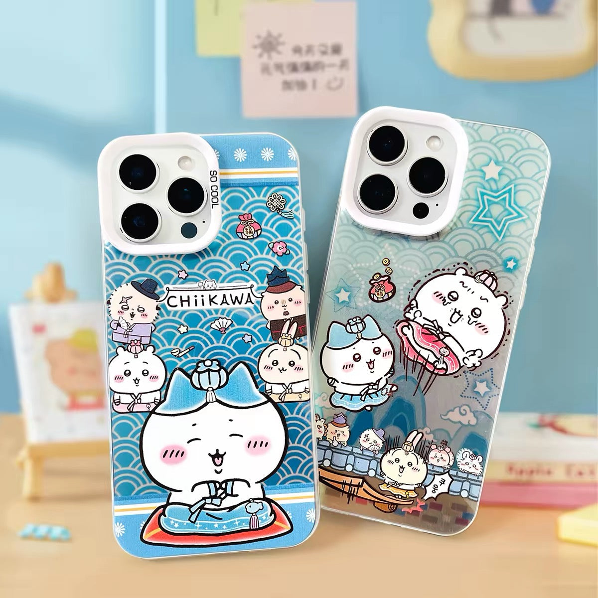 Japanese Cartoon ChiiKawa Korean Dress Up Laser Case | Chiikawa Hachiware Usagi - Phone Case Samsung Galaxy S26 S25 S24 S23 S22 S21 FE Ultra Edge