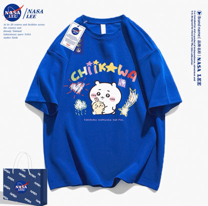 Japanese Cartoon ChiiKawa Casual Style T-Shirt Series | Big Chiikawa with Small Usagi - Kawaii Fashion Items
