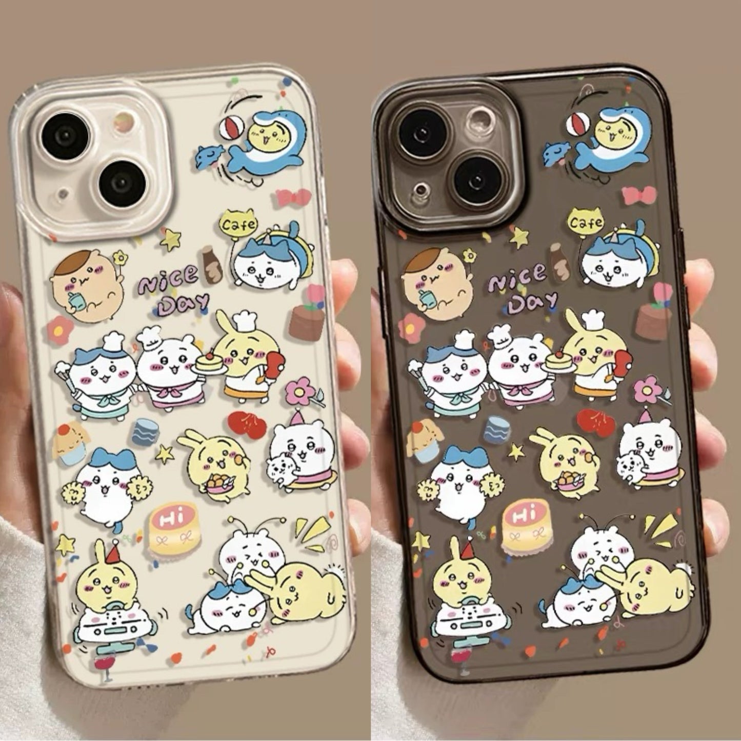 Japanese Cartoon Chiikawa Black Clear Case | Nice Day Black Clear - iPhone Case PLUS SE2 XS XR X 11 12 13 14 15 16 16e 17 17e Pro Promax 12mini 13mini