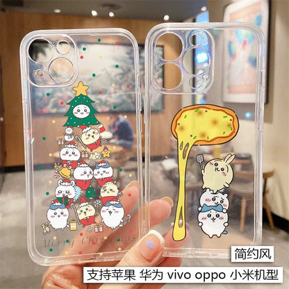 Japanese Cartoon Chiikawa Clean Case | Happy Merry Christmas Tree Angel Stars - Phone Case Samsung Galaxy S26 S25 S24 S23 S22 S21 FE Ultra