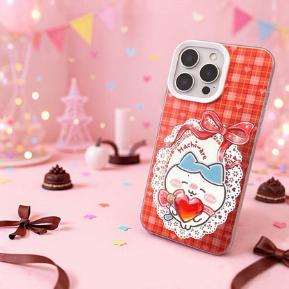 Japanese Cartoon ChiiKawa with Heart Chocolate Laser Case | Chiikawa Hachiware Usagi Momonga 4 Styles - Phone Case Samsung Galaxy S26 S25 S24 S23 S22 S21 FE Ultra Edge