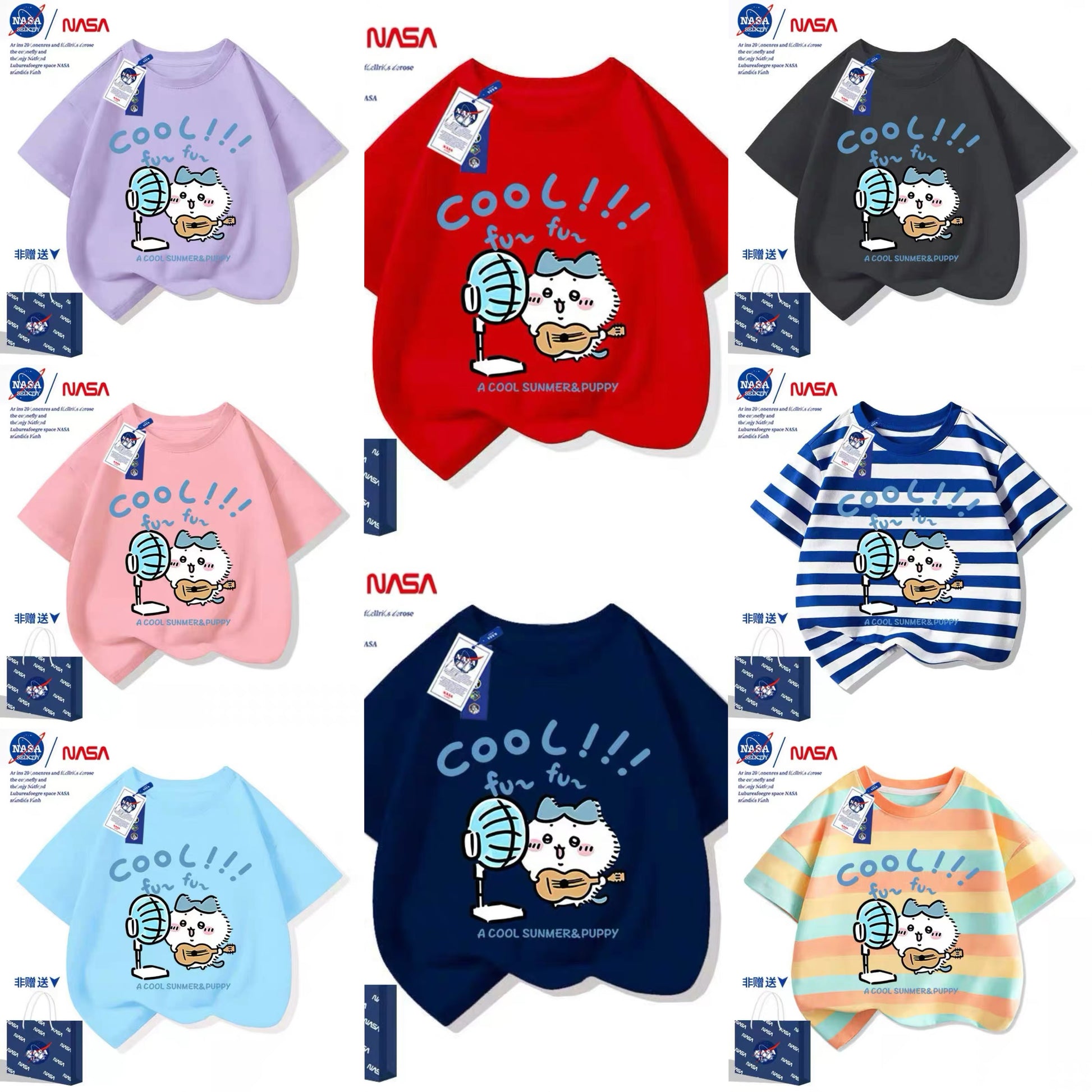 Japanese Cartoon ChiiKawa Casual Style T-Shirt Series | Hachiware with fans Part 2 - Kawaii Fashion Items