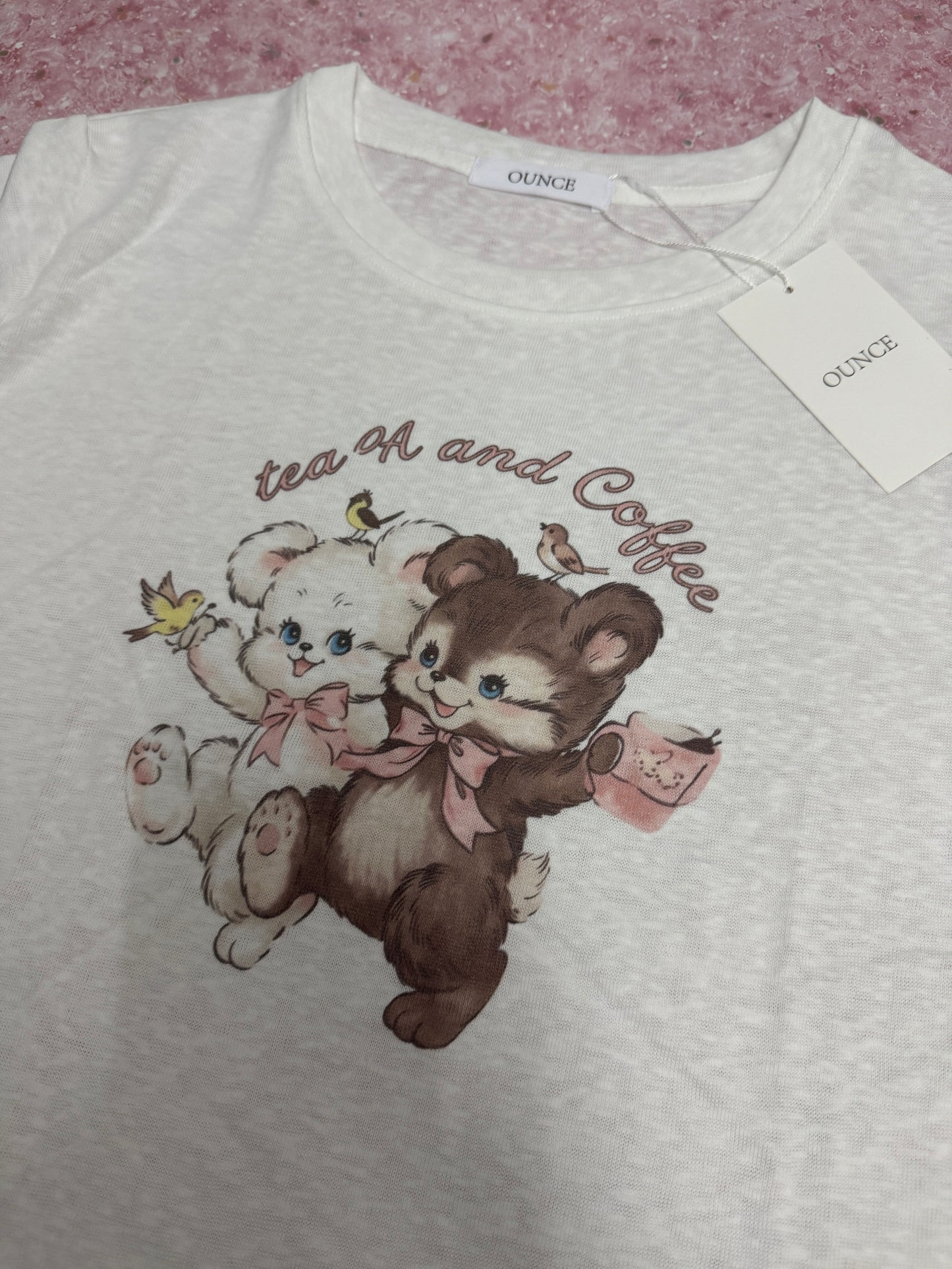 Korean Fashion Cute Animals Style T-Shirt Series | Vintage Bear Couple with Birdies - Kawaii Fashion Items