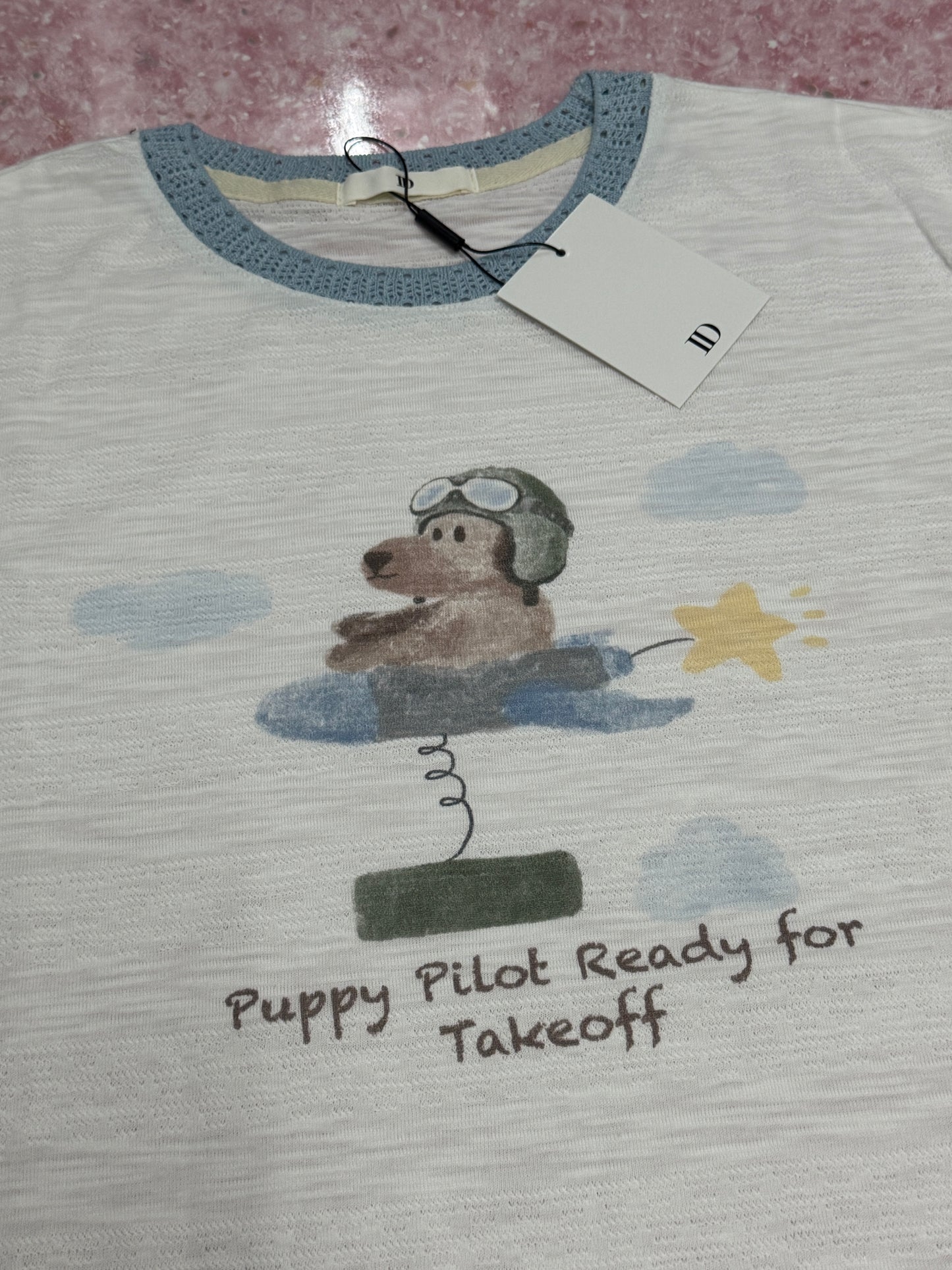 Korean Fashion Cute Animals Dog Style T-Shirt Series | Puppy Pilot Ready for Takeoff - Kawaii Fashion Items