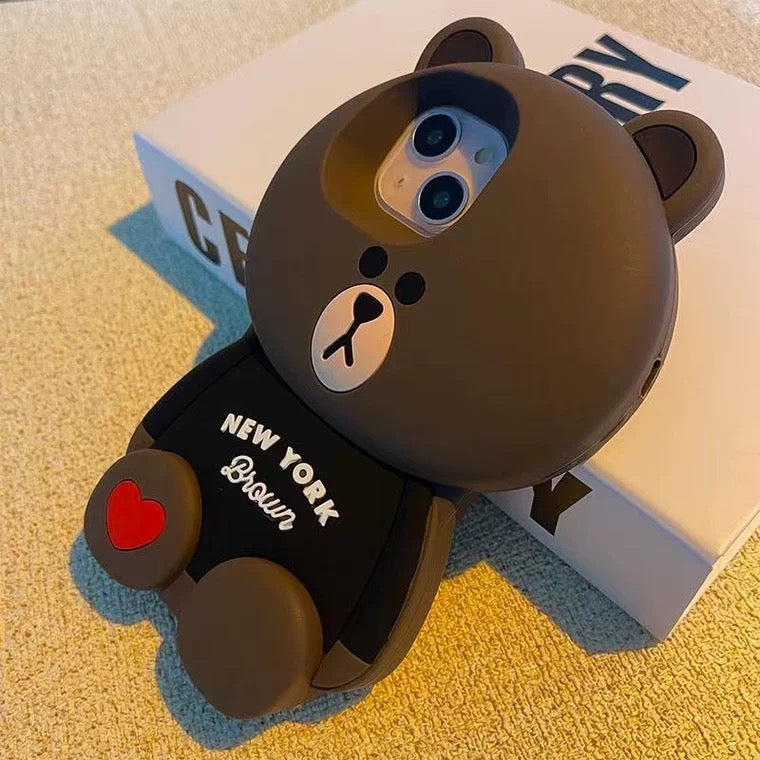 Line friends Big Brown Bear| New York Brown - iPhone Case iPhone XS XR X 11 12 13 14 15 Pro Promax