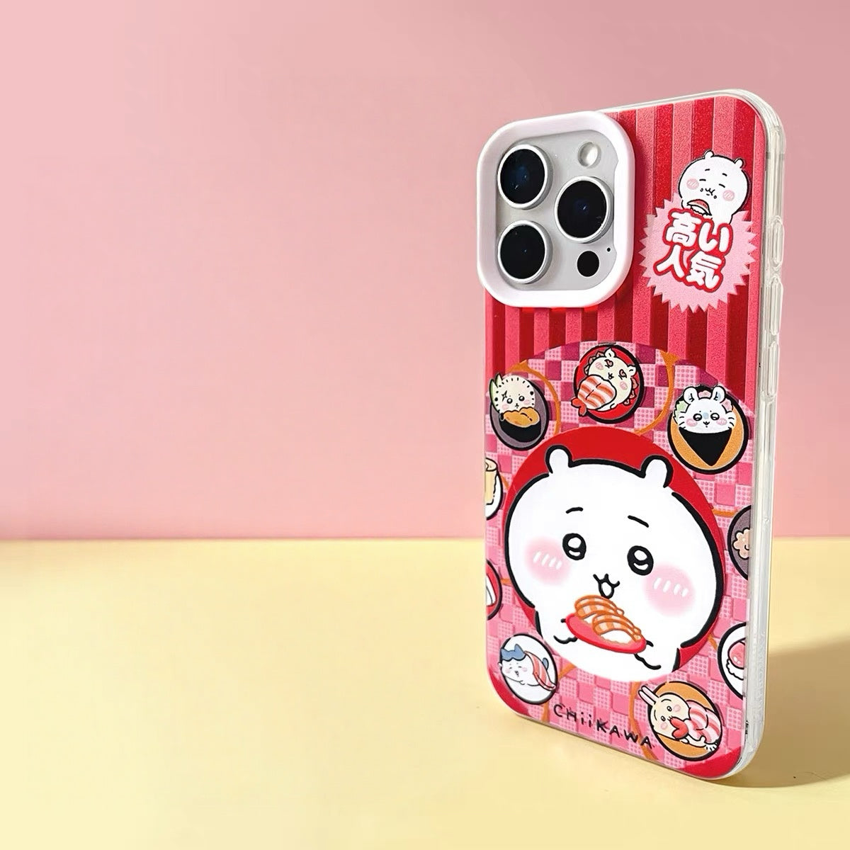 Japanese Cartoon ChiiKawa with Sushi Laser Case | Chiikawa Hachiware Usagi - iPhone Case 11 12 13 14 15 16 16e 17 17e Pro Promax