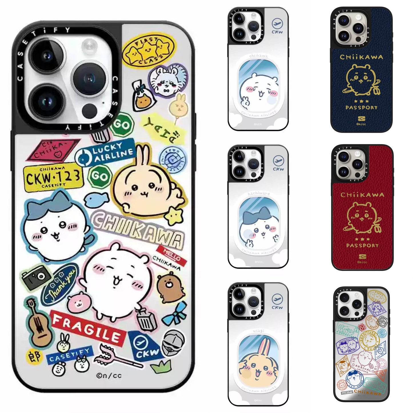 Japanese Cartoon ChiiKawa Mirror Phone Case | Travel Series ChiiKawa Hachiware Usagi - iPhone Case 12 13 14 15 16 17 Pro Promax