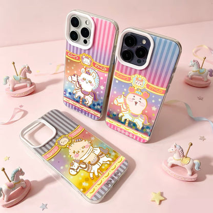 Japanese Cartoon ChiiKawa Go Round Laser Case | Merry Go Round with Momonga Kurimanju Rakko Shisa Crab - Phone Case Samsung Galaxy S26 S25 S24 S23 S22 S21 FE Ultra Edge