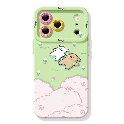 Cute Cartoon Doggie Maltese Puppy Silicon Phone Case | Sping On Grass with Strap - Phone Case Samsung Galaxy S26 S25 S24 S23 S22 S21 FE Ultra Edge