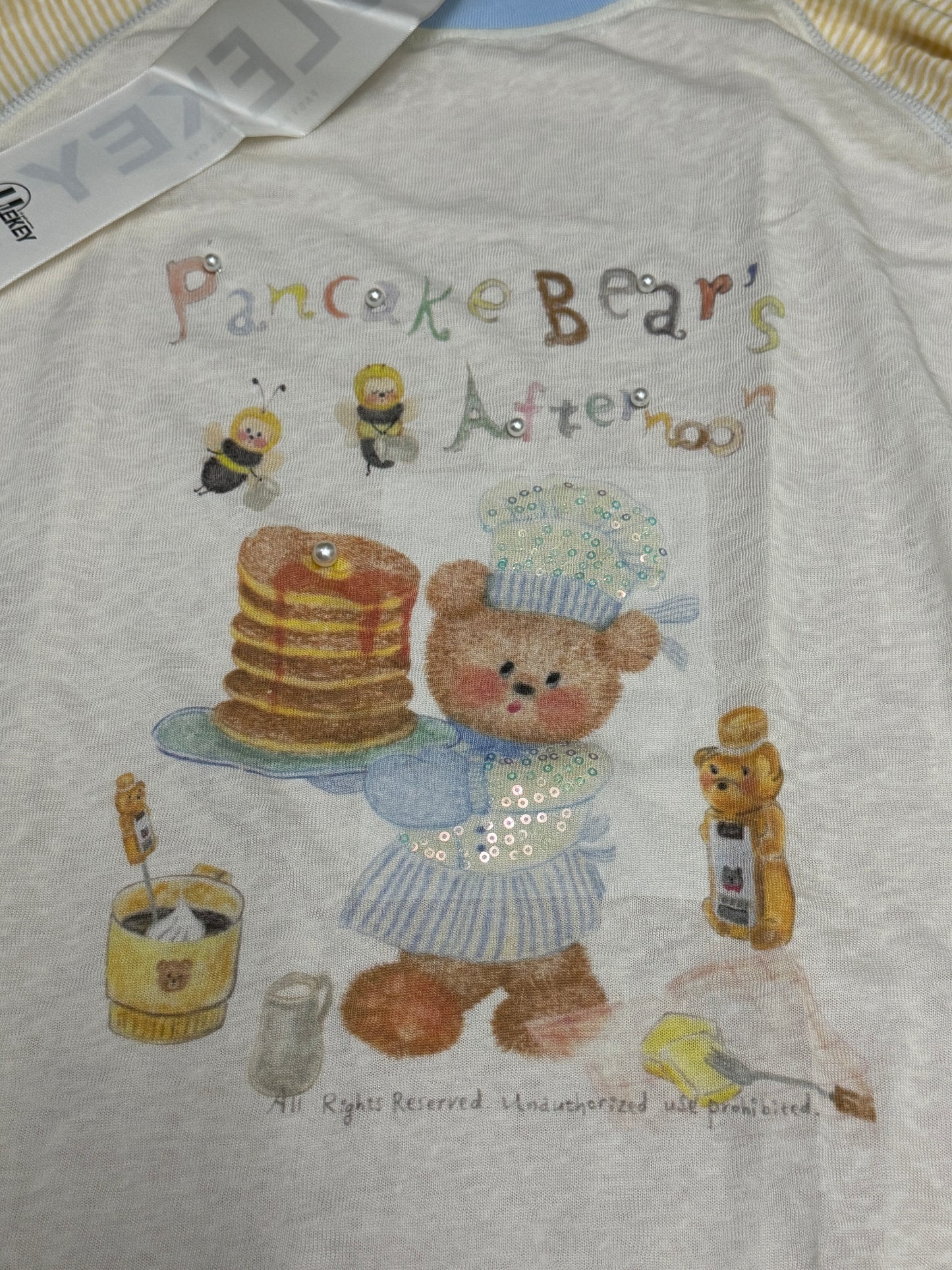 Korean Fashion Cute Animals Style Long-sleeved Sun Protection T-Shirt Series | Chef Cook Pancake Bear's Afternoon - Kawaii Fashion Items
