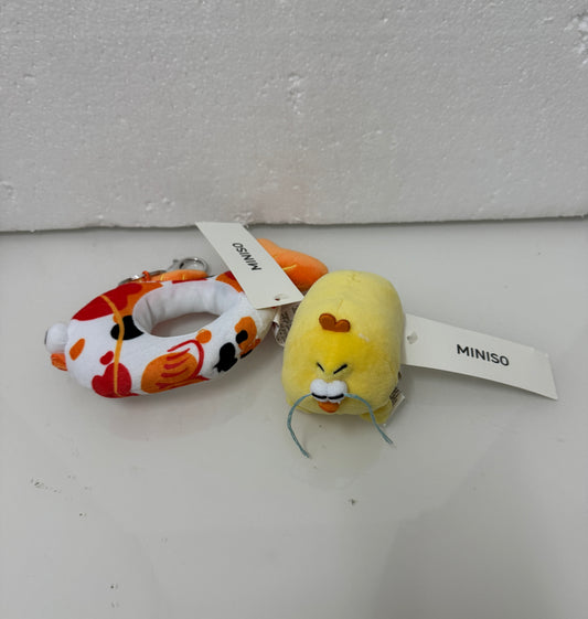 Lovely Chicken Fat Dundun Plush Doll Keychain | Koi Chick with Crying Dun Dun Chick Set - Children Gift Animal Mini Plush Doll