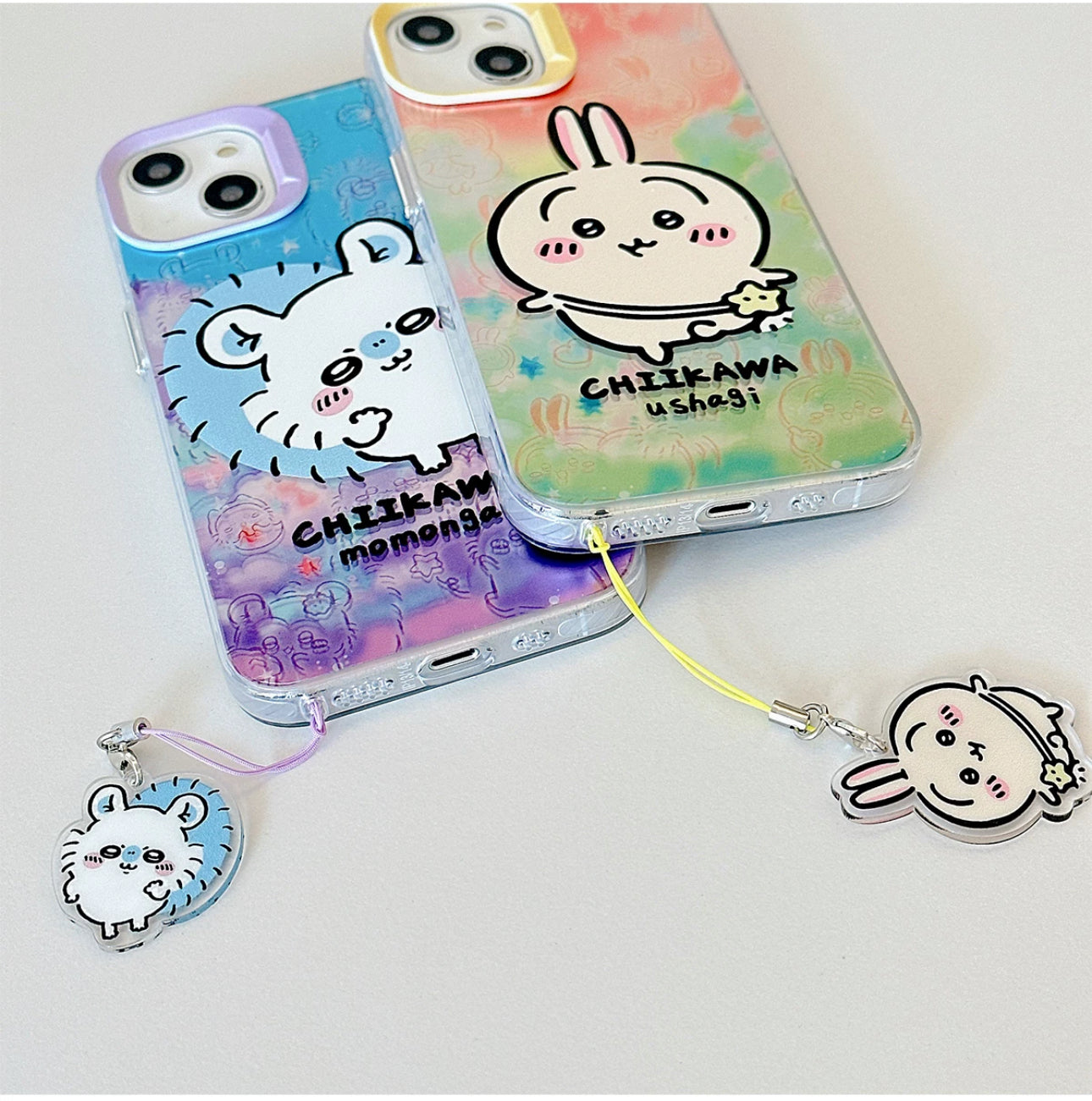 Japanese Cartoon iPhone Case with Strap | Laser Outing ChiiKawa Hachiware Usagi Momonga - iPhone CasePhone Case  7 8 PLUS SE2 XS XR X 11 12 13 14 15 16 Pro Promax 12mini 13mini  WinnieTheBirds Toy Shop