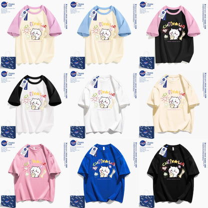 Japanese Cartoon ChiiKawa Casual Style T-Shirt Series | Big Chiikawa with Small Usagi - Kawaii Fashion Items
