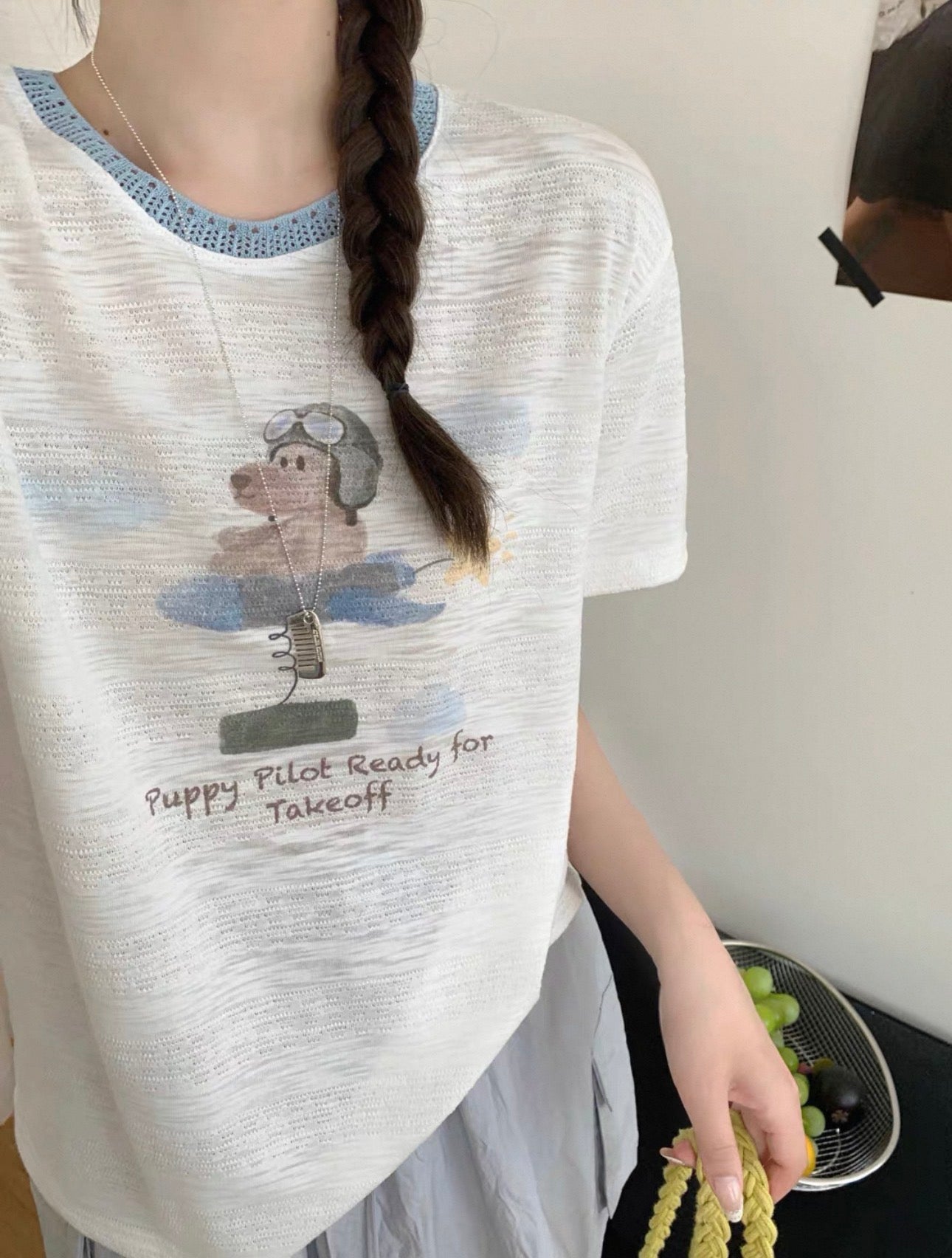 Korean Fashion Cute Animals Dog Style T-Shirt Series | Puppy Pilot Ready for Takeoff - Kawaii Fashion Items