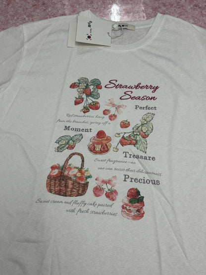 Korean Fashion Cute Fruits Style T-Shirt Series | Strawberry Season with Sweets - Kawaii Fashion Items