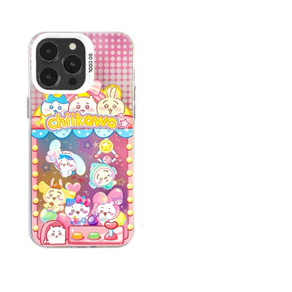 Japanese Cartoon ChiiKawa | Laser Doll Clip Machine Sanrio Friends Chiikawa Hachiware Usagi Momonga Shisa Crab - iPhone Case 11 12 13 14 15 16 Pro Promax WinnieTheBirds Toy Shop