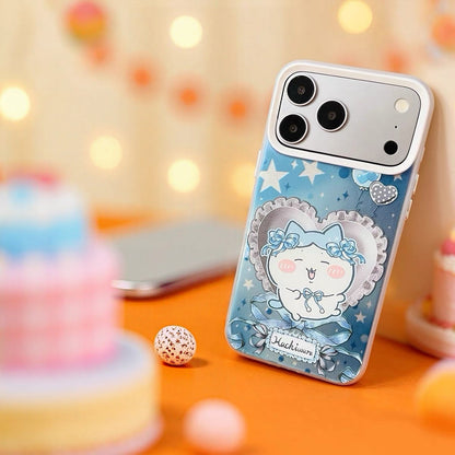 Japanese Cartoon ChiiKawa Ribbon Heart Cushion Laser Case | Chiikawa Hachiware Usagi Momonga 4 Styles - iPhone Case 11 12 13 14 15 16 16e 17 17e 18 Pro Promax