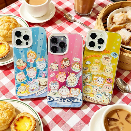 Japanese Cartoon ChiiKawa Day Tour Version Laser Case | Hong Kong Taipei Shanghai - iPhone Case 11 12 13 14 15 16 16e 17 17e Pro Promax