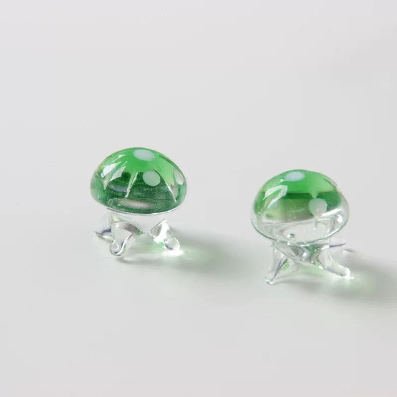 Japanese Cartoon Glass Ornament | Jellyfish Pink Blue Green - For Betta Fish Tropical Fish Toy Micro Landscape Creative