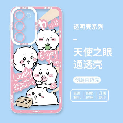 Japanese Cartoon Chiikawa Happy Enjoy Day Version | Chiikawa Hachiware Usagi Momonga Kurimanju - Phone Case Samsung Galaxy S26 S25 S24 S23 S22 S21 FE Ultra