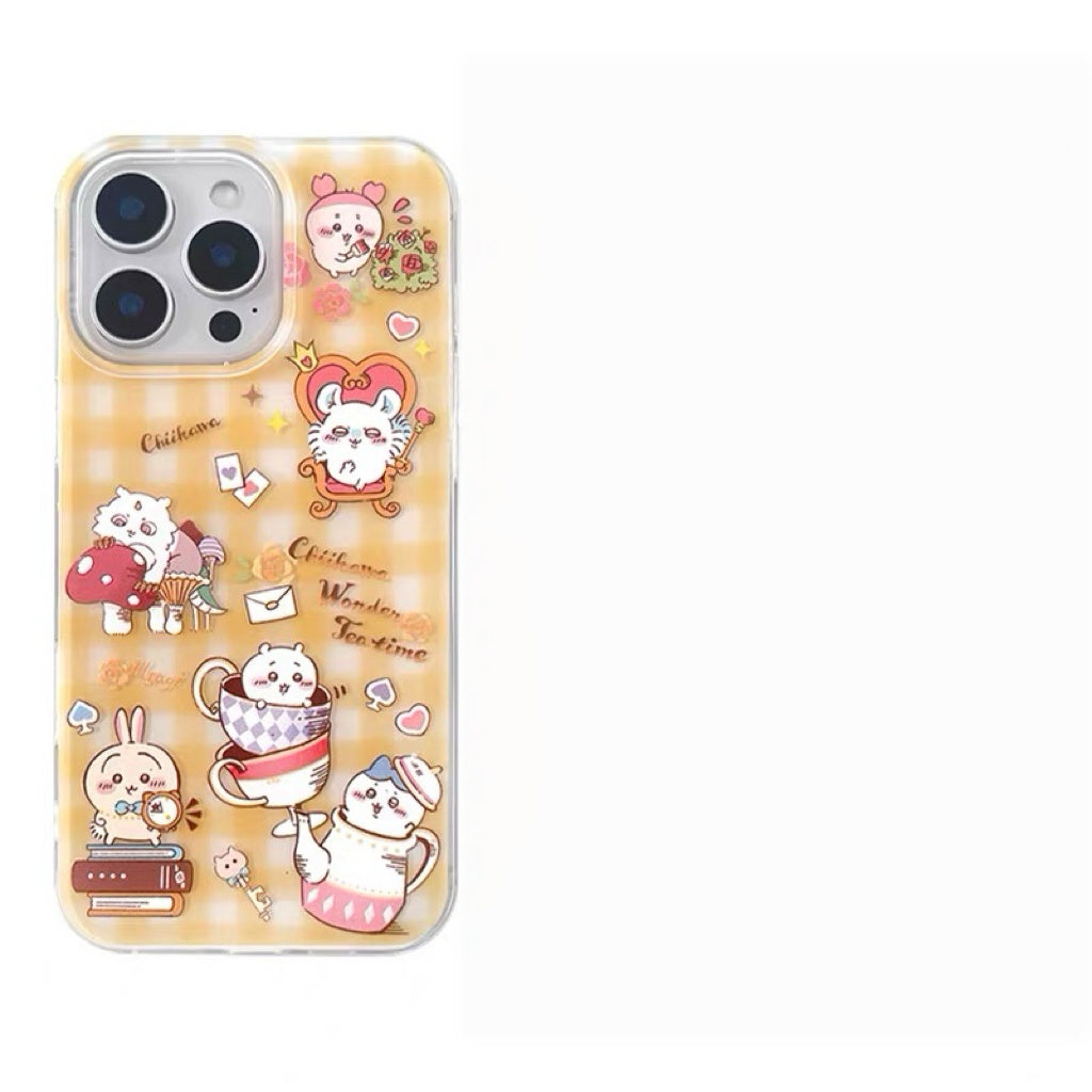 Japanese Cartoon ChiiKawa Wonder Time Tea | Matt Yellow & White Case - iPhone Case 11 12 13 14 15 16 16e 17 17e Pro Promax