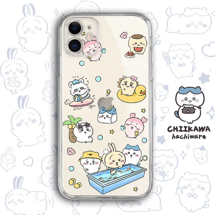 Japanese Cartoon Chiikawa Clean Case | Happy Fun Part1 - iPhone Case PLUS SE2 11 12 13 14 15 16 17 Pro Promax 12mini 13mini