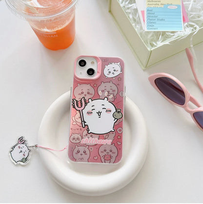 Japanese Cartoon iPhone Case with Strap | Laser ChiiKawa Hachiware Usagi Momonga - iPhone CasePhone Case  7 8 PLUS SE2 XS XR X 11 12 13 14 15 16 Pro Promax 12mini 13mini  WinnieTheBirds Toy Shop
