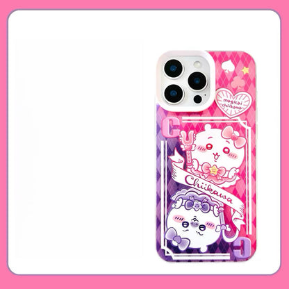 Japanese Cartoon ChiiKawa Dark & Magical Girl Laser Case | ChiiKawa Hachiware Usagi Momonga - iPhone Case 11 12 13 14 15 16 16e 17 17e Pro Promax