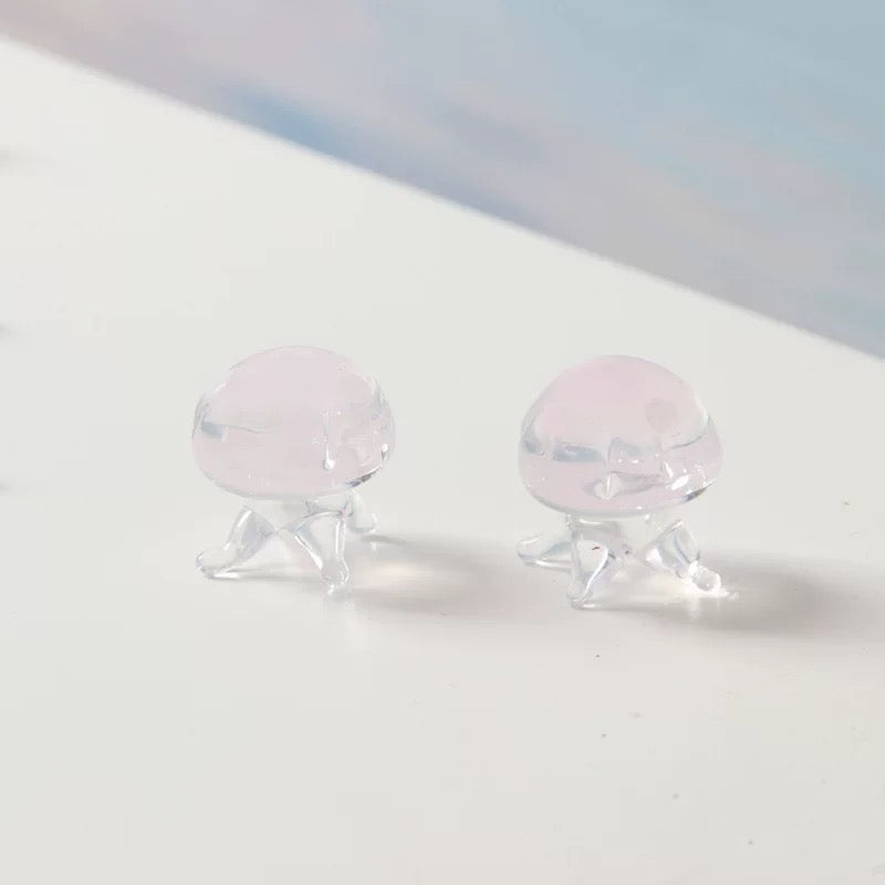 Japanese Cartoon Glass Ornament | Jellyfish Pink Blue Green - For Betta Fish Tropical Fish Toy Micro Landscape Creative