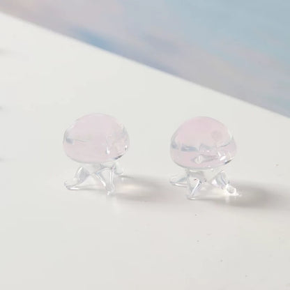 Japanese Cartoon Glass Ornament | Jellyfish Pink Blue Green - For Betta Fish Tropical Fish Toy Micro Landscape Creative