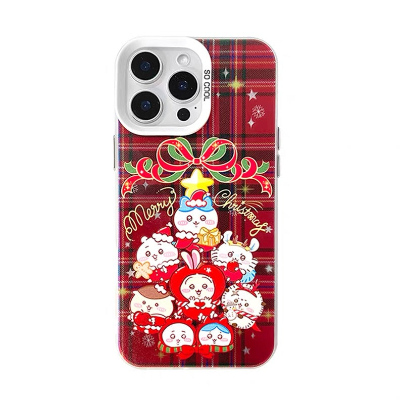 Japanese Cartoon ChiiKawa Merry Xmas Laser Case | Christmas Tree Group - Phone Case Samsung Galaxy S26 S25 S24 S23 S22 S21 FE Ultra Edge