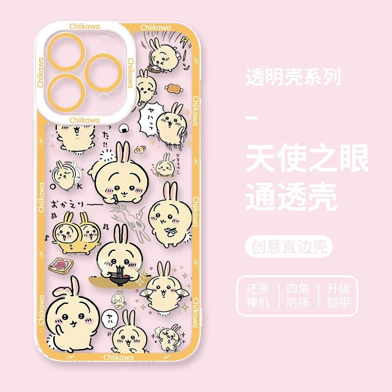 Japanese Cartoon Chiikawa Daily Emo Version | Chiikawa Hachiware Usagi Momonga - iPhone Case PLUS SE2 XS XR X 11 12 13 14 15 16 16e 17 17e Pro Promax 12mini 13mini