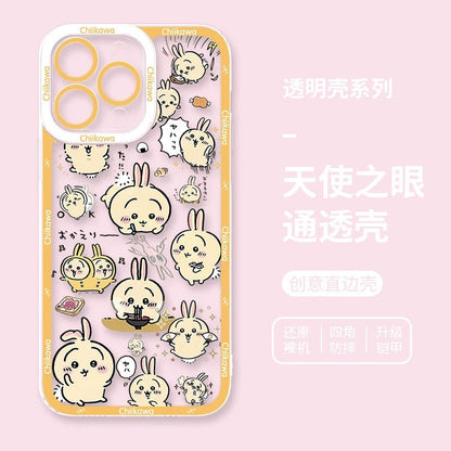 Japanese Cartoon Chiikawa Daily Emo Version | Chiikawa Hachiware Usagi Momonga - iPhone Case PLUS SE2 XS XR X 11 12 13 14 15 16 16e 17 17e Pro Promax 12mini 13mini
