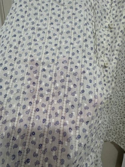 Japanese Fashion Cute Style Shirt Series | Mori Blue Flower White Shirt - Kawaii Fashion Item